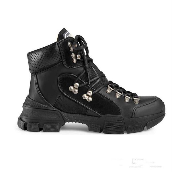 

classic martin boots spring autumn fashion women high shoes 100% leather thick bottom designer men trainers platform woman lac169g, Black