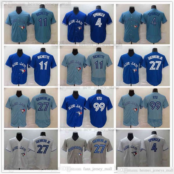 

2022 news baseball 27 vladimir guerrero jr. jerseys blue 4 george springer 11 bo bichette 99 hyun-jin ryu jersey gray white gray, Black