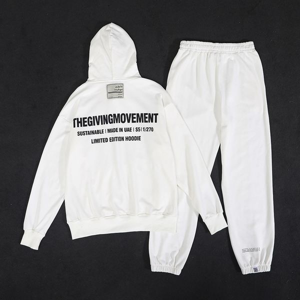 

women's two piece pants tgm lightweight zipped hoodies pants for women 2 pieces set long sleeve hooded jackets lounge loose sweatshirt, White