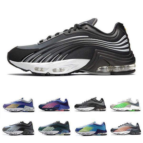 

man running shoes blacks greys tn plus 2.0 bright neon valor highlighted in blue and pink men women trainers sports sneakers 36-46