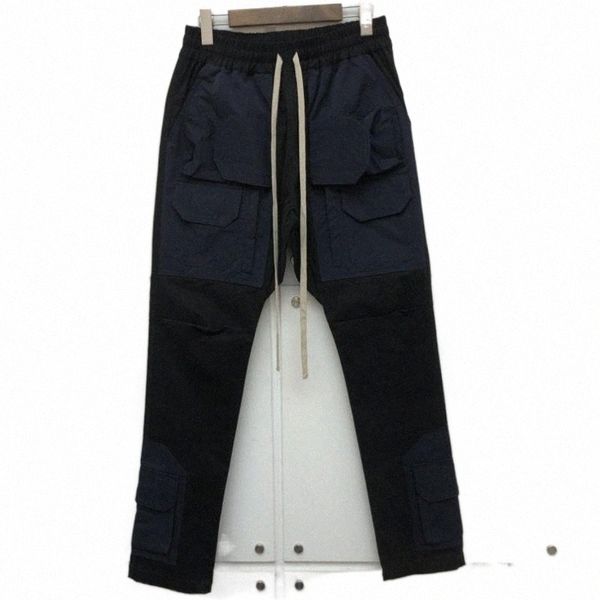 

men's pants men's pants terry cloth 2021 men women drawstring sweatpants vintage pocket trousers multi hip hop overalls o9dq#, Black