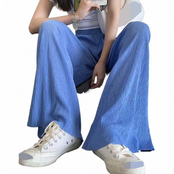 

women's pants & capris women's pants & capris cool female 2022 ice silk wide-leg summer thin wild trend large size pleated drape w, Black;white