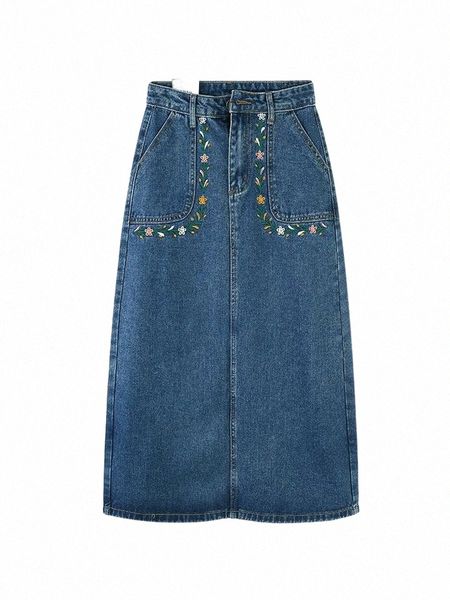 

skirts denim skirt women spring autumn 2022 design sense in the long waist to show thin a-word tide skirts j4do#, Black