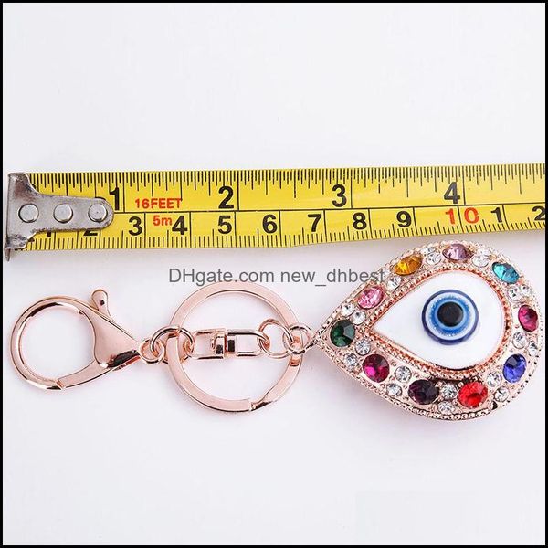 

key rings 4pcs/lot turkey blue eye key chain for women handbag decoration keychain woman girls rhinestone ring jewelry acce newdhdhkml, Slivery;golden