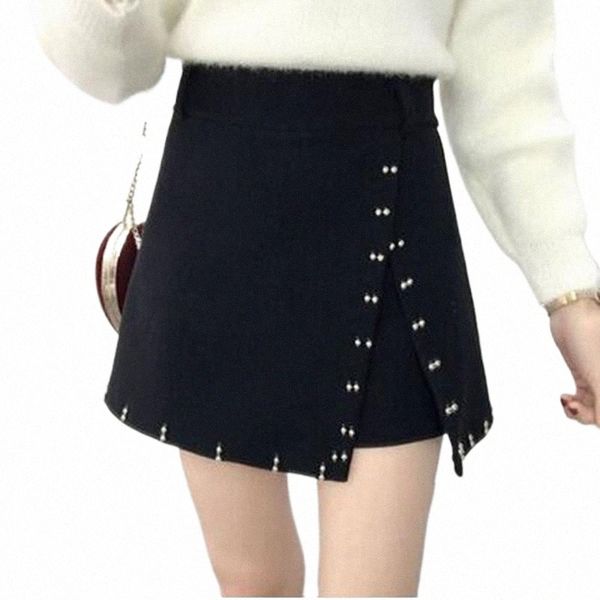 

skirts skirts 2022 women bodycon mini summer korean high waist irregular package hip wild black woolen short skirt 96jn#