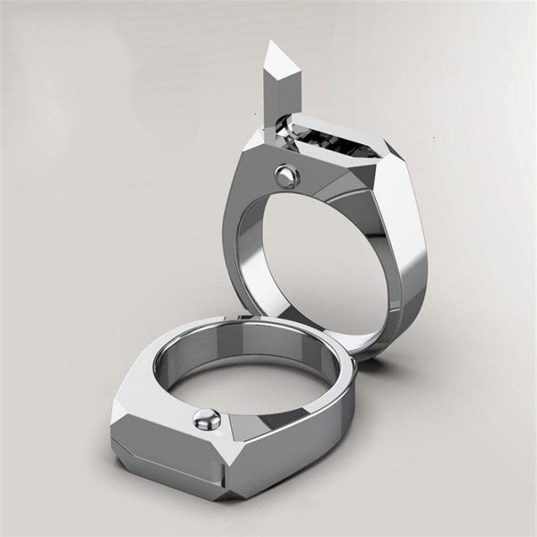 

luxury titanium self-defense ring molded in one body high strength self-defense tool gift boy girl friend keep them safe 2011103001247j, Silver