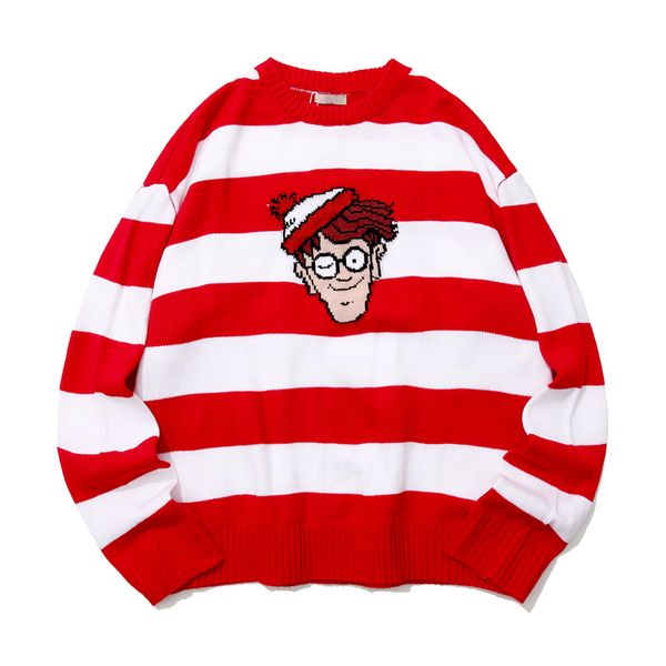 

men's plus size sweaters striped autumn and winter sweaters men's and women's streetwear pullover knitted clothes