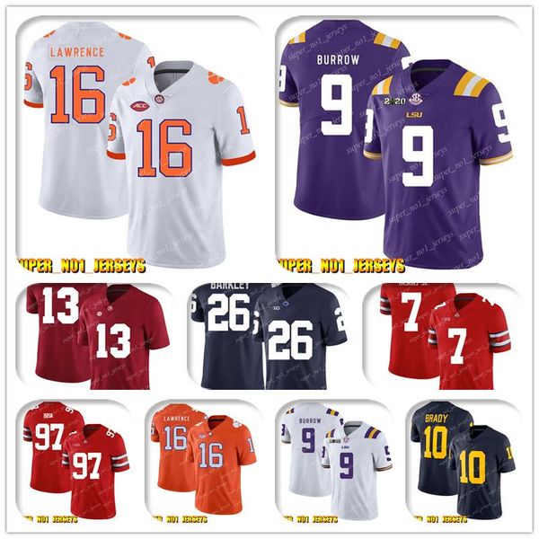 

basketball football jersey ncaa 16 trevor lawrence 9 joe burrow lsu tigers college football jersey drew brees alvin kamara michael thomas ma, Black