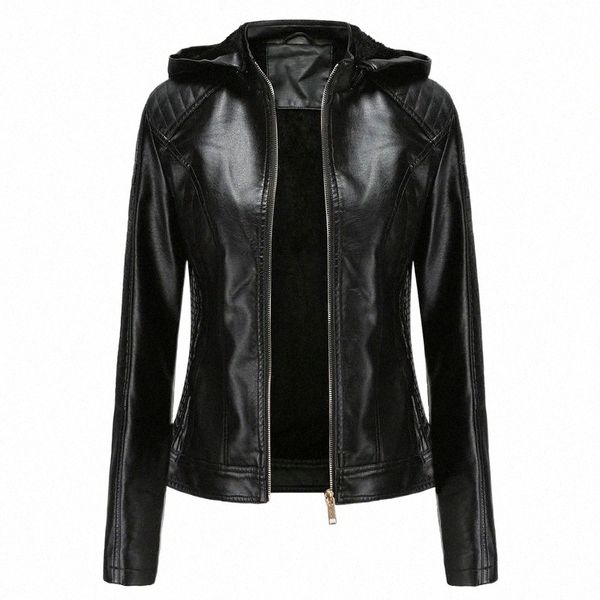 

women's leather & faux leather women's leather & faux 2022 women autumn winter fur coat soft jackets coats lady black pu zipper ep