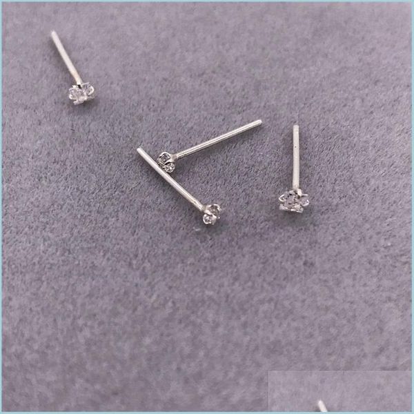 

nose rings studs 925 sterling sier 1.5 mm clear crystal nose stud straight pin fashion women nariz piercing jewelry 36pcs/ vipjewel dh1vt, Silver