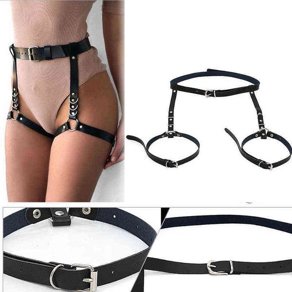 

belts fullyoung harness for women garter belt lingerie stockings body buttocks bondage leather leg suspender, Black;brown