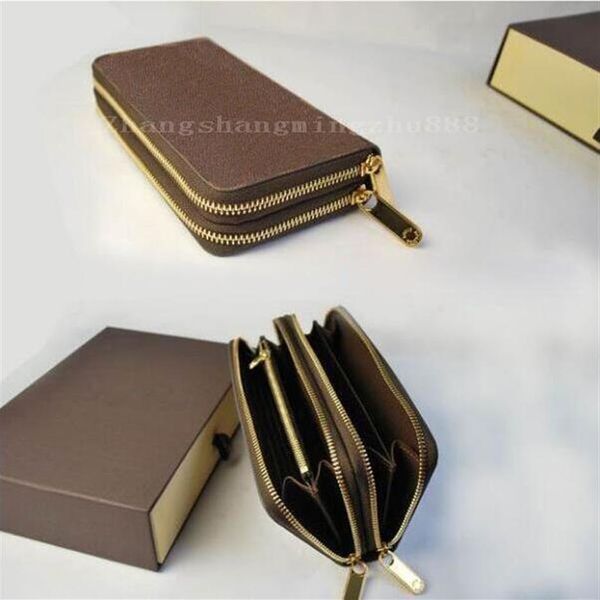 

double zipper wallet l women wallet men wallet lady wallets purse card holder with gift box231q, Red;black