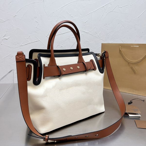 

2022 canvas bag tote bags large capacity shopping handbag bookbag white genuine leather casual tote-bags mummy bag