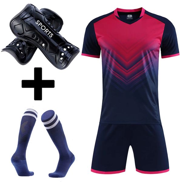 

fans &tees survetement children men football jerseys t shirt boys soccer clothes sets sports team with socks shin guards, Black