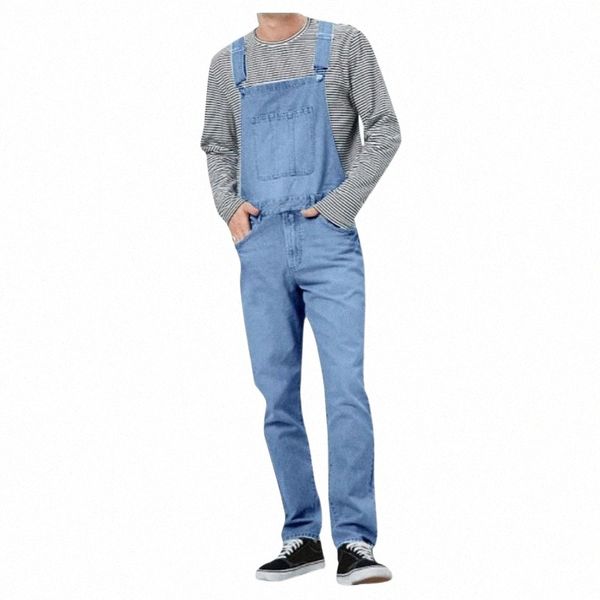 

men's pants men's pants 2021 fashion streetwear solid color denim pocket drawstring overalls fitness lace-up casual 263w#, Black