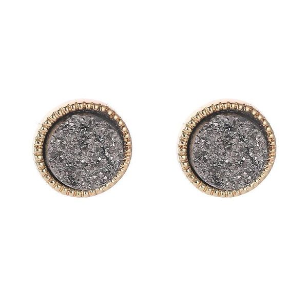 

stud simple druzy stone stud earrings for ladies round resin gold women fashion jewelry in bk 877 r2 drop delivery 2021 nanashop dhcpw, Golden;silver
