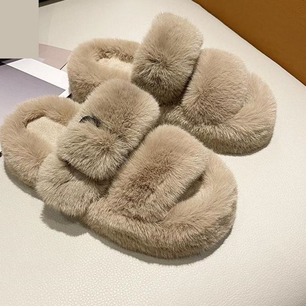 

slippers winter fashion soft warm comfort flat fur slipper brand designer slip on loafers mules flip flops casual ytmtloy indoor 220902, Black