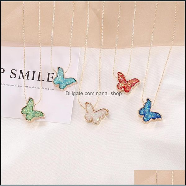 

pendant necklaces simple mticolor acrylic butterfly necklace set 5pc adjustable chain cute butterflies necklaces for w dhseller2010 dh6qt, Silver