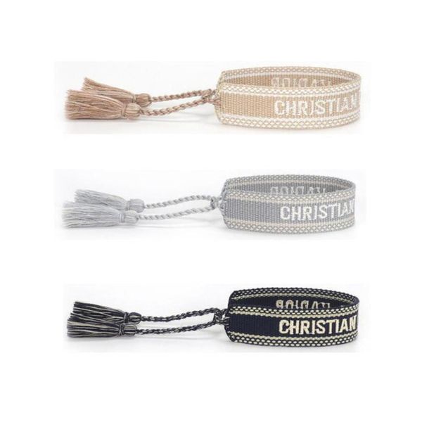 

fashion classic brand bangles bracelets luxury women men handmade signature embroidered woven tassel adjustable bracelet jewelry friendship, Black
