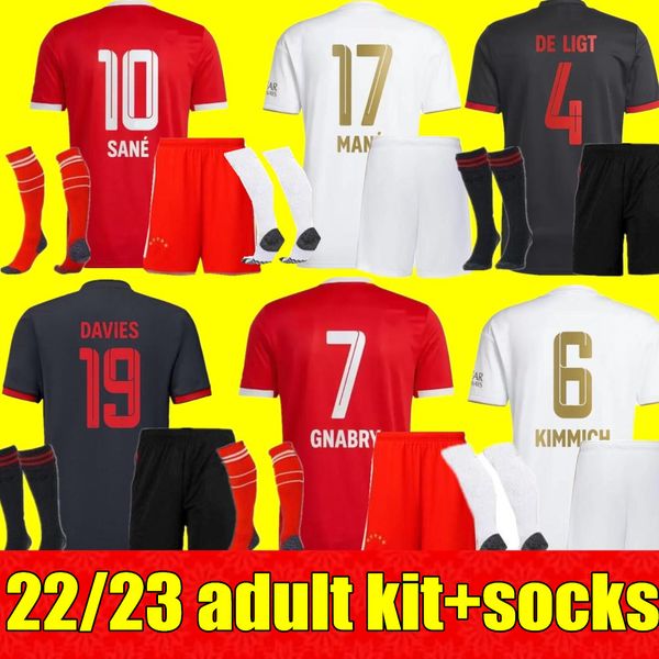 

new 22 23 bayern munichs soccer jersey de ligt sane 2022 2023 football shirt hernandez goretzka gnabry camisa de futebol thailand men kits k, Black