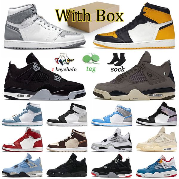 

aaa quality 1 4 basketball shoes 36-47 men trainers j4 j1 yellow toe offs stage haze violet ore military black cats white 1s 4s jumpman snea