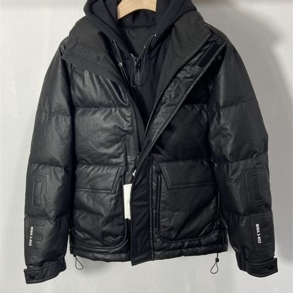 

mens down parkas winter mens down coat thick warm winter fake two hooded jacket zipper street casual short overcoat gothic casual outerwear, Black
