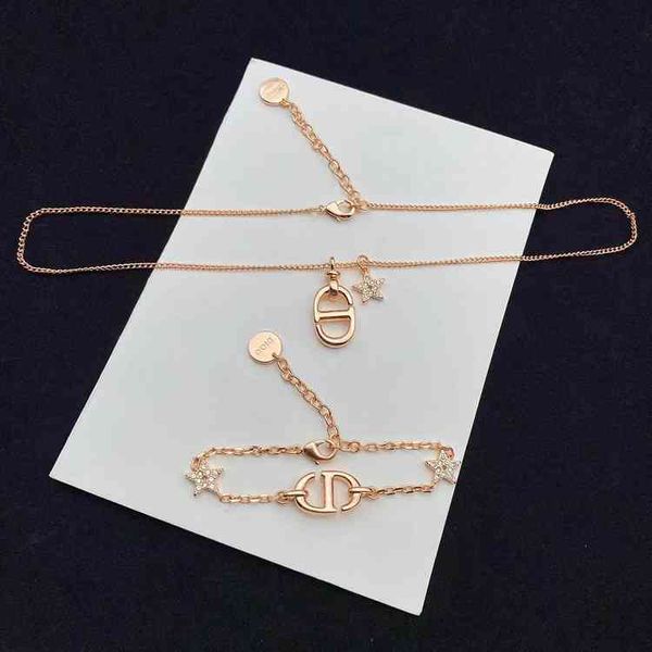 

string necklace pig nose full diamond star necklace fashion trend versatile female clavicle chain hand jewelry, Black