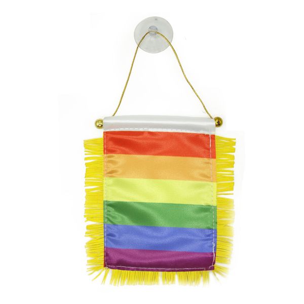 

rainbow window hanging flag 10x15 cm double sided mini hanging flags with suction cup for home office door decor