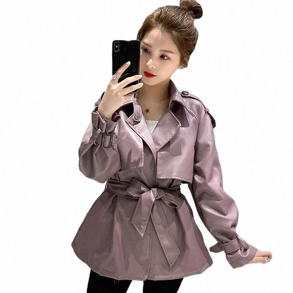 

women's leather & faux leather women's leather & faux ailegogo autumn women loose pu soft jacket turndown collar motorcycle coat f, Black