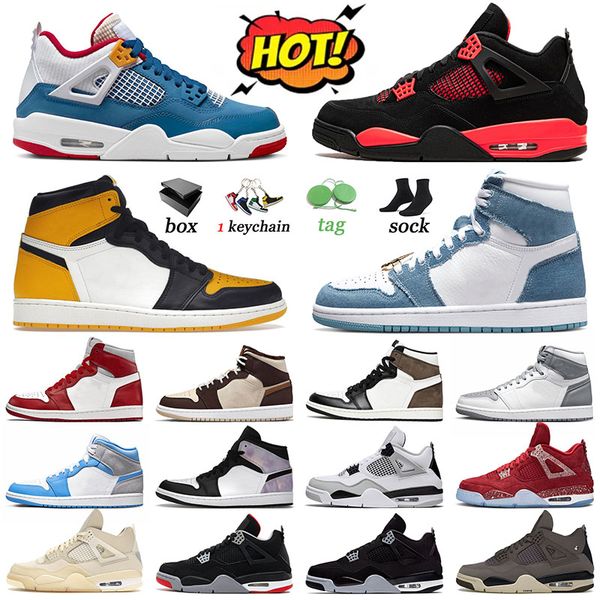 

designer 1 basketball shoes jumpman 4 men j4 messy room offs white j1 stealth trainers 4s violet ore women sports 1s yellow toe zen master m, White;red