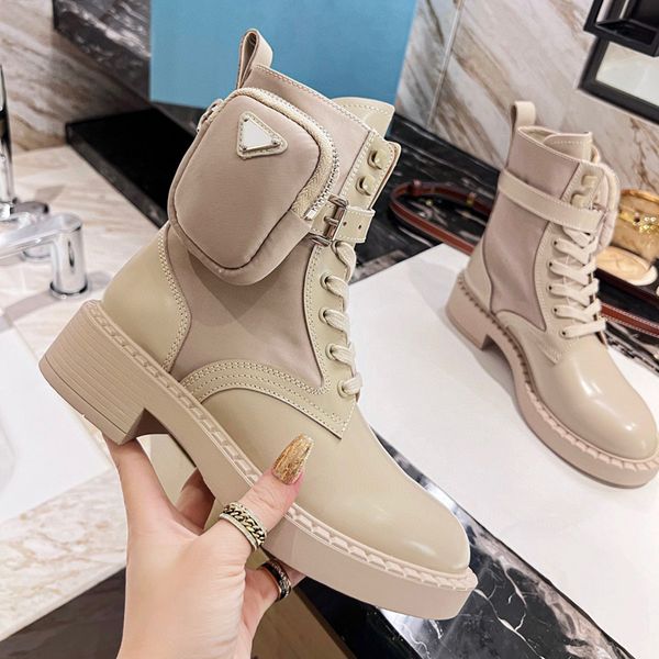 

double pocket tactical platform boots men and women genuine leather platform nylon latest bag luxury tank boot casual shoes with box size 35, Black