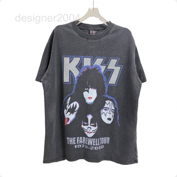 

men's hoodies & sweatshirts designer ins kiss band's vintage high street t-shirt in summer rose star's same short sleeve cbg0, Black