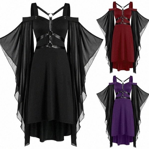 

casual dresses casual dresses clothing 2022 vestidos party dress women plus size cool gothic criss cross lace insert butterfly sleeve vintag, Black;gray
