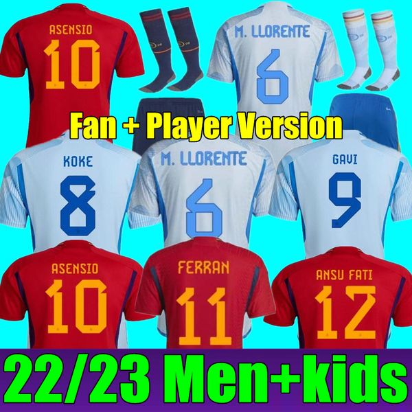 

22 23 spain soccer jerseys 2022 pedri espana morata ferran koke gavi azpilicueta ramos fans player version football shirts men kids kits llo, Black;yellow