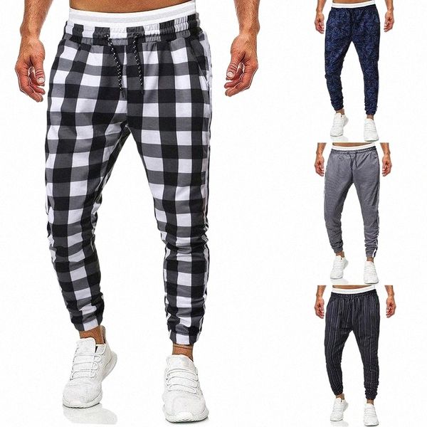 

men's pants men's pants men plaid cargo casual autumn ankle sweatpants joggers male sports striped streetwear trousers 2021 g9fl#, Black