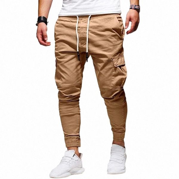 

men's pants autumn winter classic patch pockets foot pants rope elastic sports baggy long casual jogging men trousers 2021 men's n, Black