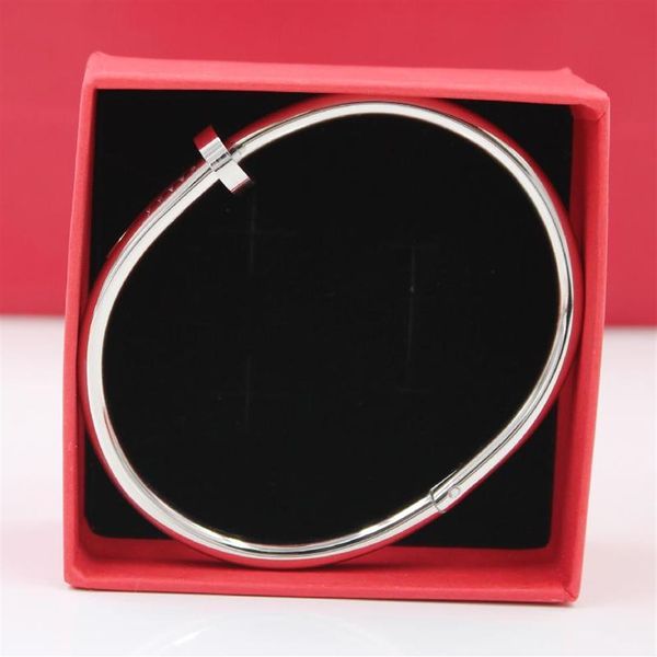 

stainless steel cuff gold color crystal bracelets luxury stylish screws bangle for women girl decoration jewelry accessory gift wi255k, White