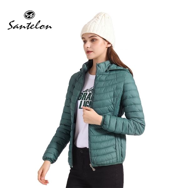 

womens down parkas santelon women portable windproof ultralight padded puffer jacket coat with hood female warm inflatable outdoor cotton cl, Black