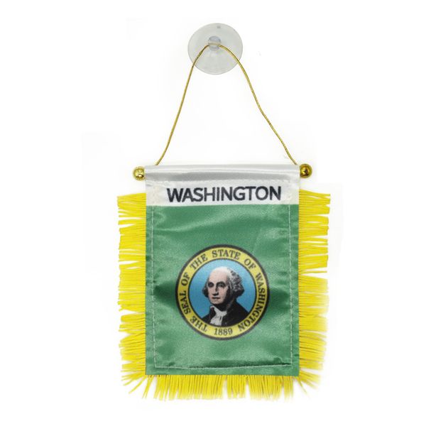 

washington mini flag banner 10x15 cm us state of washington pennant with suction cup for home office door decor