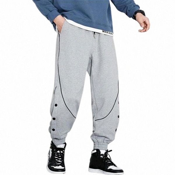 

men's pants men's pants sport men autumn sweatpants loose sportswear gray jogger trousers male pocket track streetwear pantalones, Black