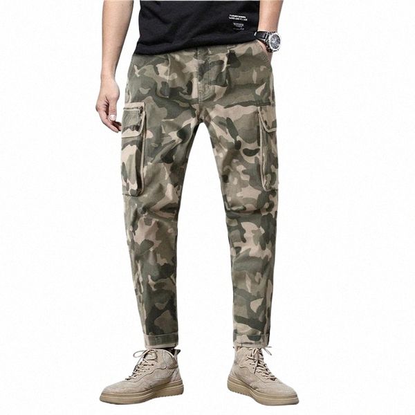 

men's pants men's pants cotton cargo men straight cut tactical military overalls multi pocket camouflage khaki man trousers sweatp, Black