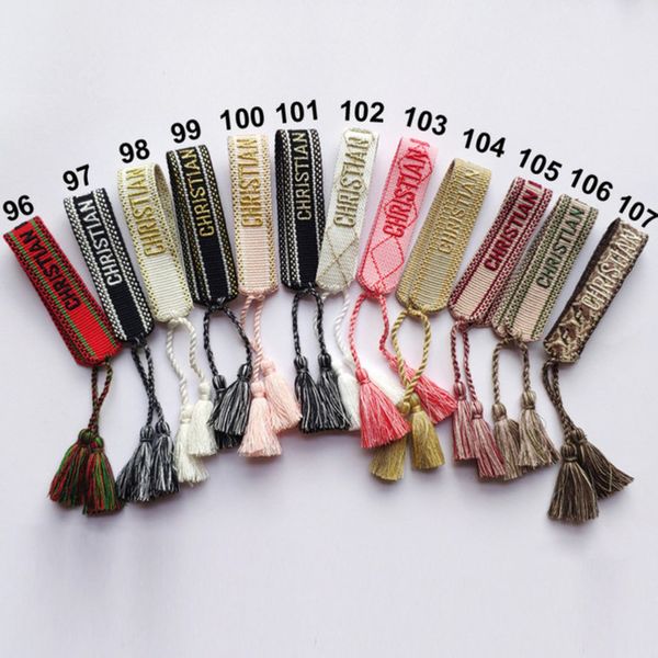

luxury fashion brand embroidery bracelets classic women men bangles friendship charm bracelet woven adjustable tassel vintage couple braided, Golden;silver
