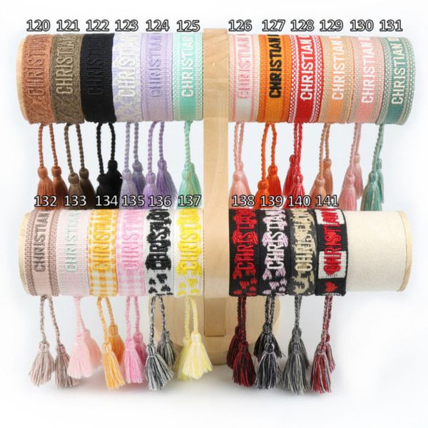 

fashion classic brand bangles bracelets luxury women men handmade signature embroidered woven tassel adjustable bracelet jewelry friendship, Black