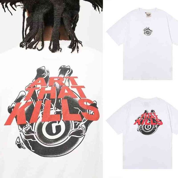 

t shirts dept mens designer galleryes casual trendy art kills magic printed double yarn short sleeve hip pop high street oversize shirts, White;black