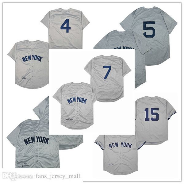 

baseball jerseys 7 mantle 3 ruth 15 munson 5 don mattingly 4 gehrig 42 rivera 2 jeter 8 berra 23 mattingly jersey white stripe and grey, Black