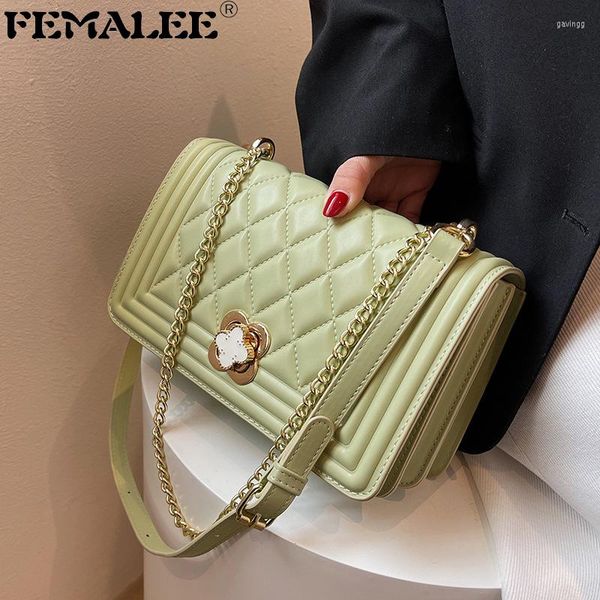 

bags fashion trend four-leaf clover lock shoulder crossbody for women handbag designer flap chain small lattice square bag