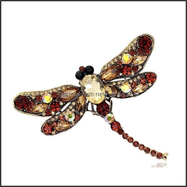 

pins brooches new fashion vintage crystal enamel dragonfly brooches jewelry for women gifts female 1935 t2 drop delivery 20 newdhdhgde, Gray
