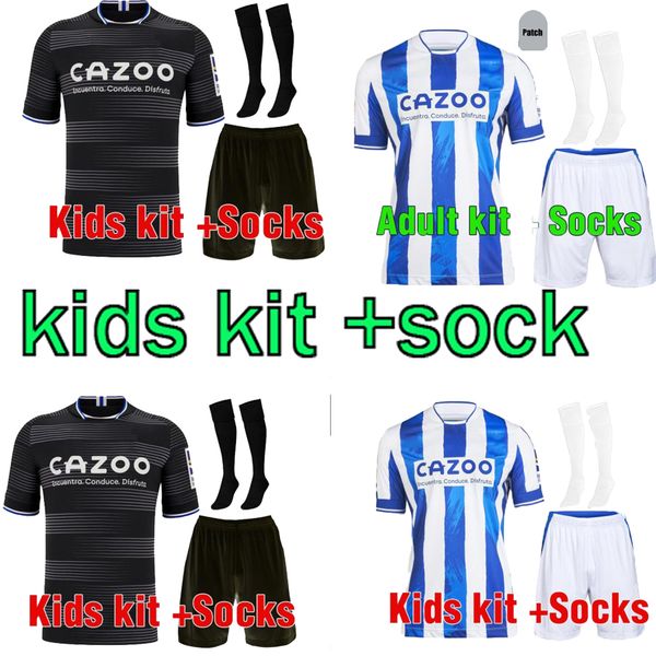 

2022 soccer jerseys rey real sociedad kids kits 2023 royal society silva oyarzabal portu isak merino camiseta de futbol shirt, Black;yellow