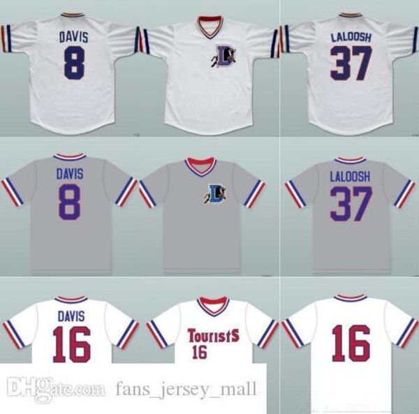 

baseball durham nuke' laloosh 37 crash davis 8 kevin costner 16 tourists double stiched jersey grey white size s-4xl mix order, Black