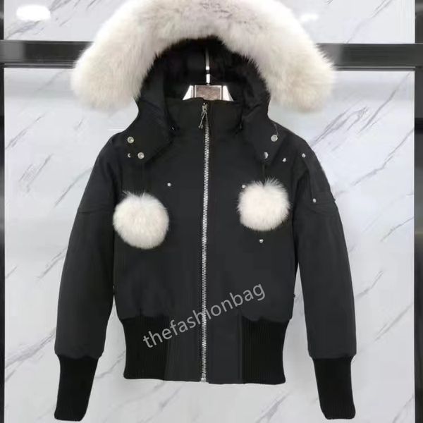 

2023s winter mens downs parkas wolf fur windbreaker coat thick warm hooded down jacket outwear, Black